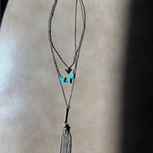 Elegant gold and Blue Layered Necklace